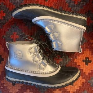 Sorel Silver Rain Boots